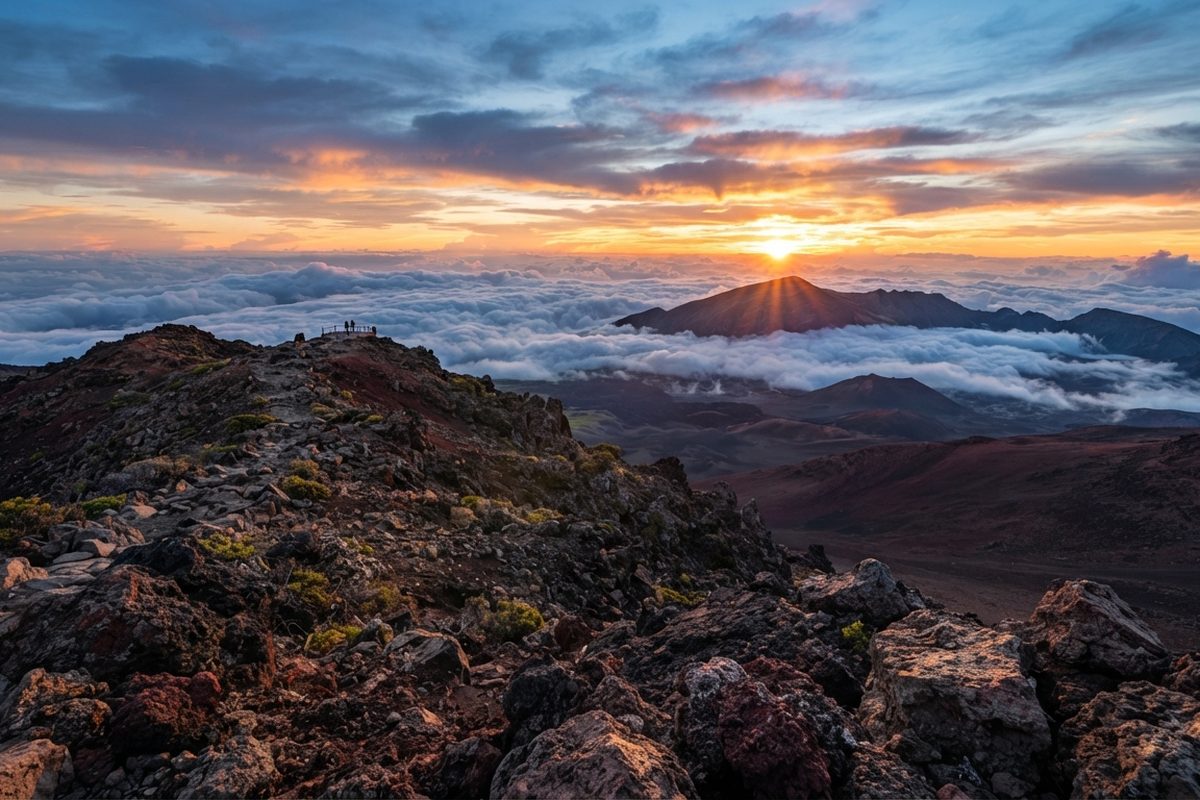 Sunrise over a sea of clouds from the Haleakala summit